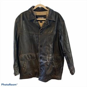 Structure Leather Coat Jacket Brown Men’s L/XL